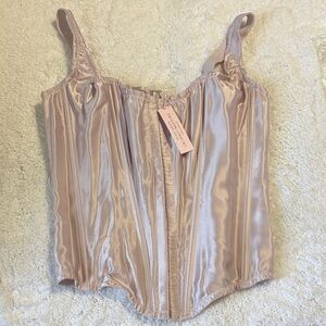 Victoria's Secret Satin Lace-Up Corset Top in Blush